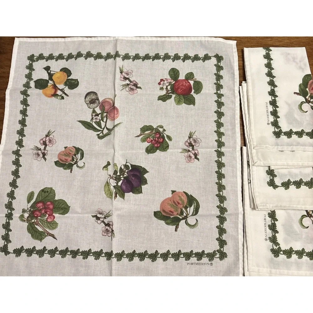 Vintage Portmeirion BOTANIC GARDENS Cotton Napkins‎ - Set Of 4 - Summer Fruits
